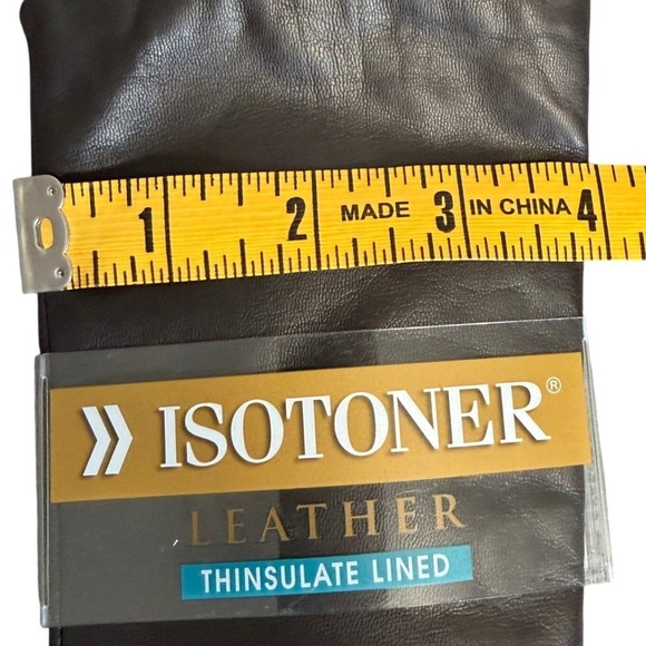 Isotoner Leather Gloves NWT Womens Size 7 Brown Thinsulate Ultra Lined Driving - Picture 9 of 9